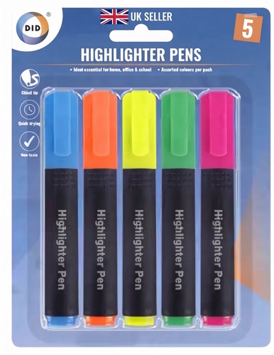 Highlighter pens pack mixed - 5,