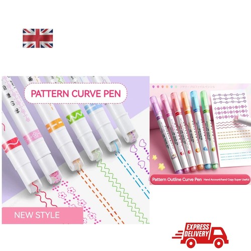 Curve liner markers 6pcs - curve,
