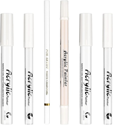 6pcs white art - pen, set