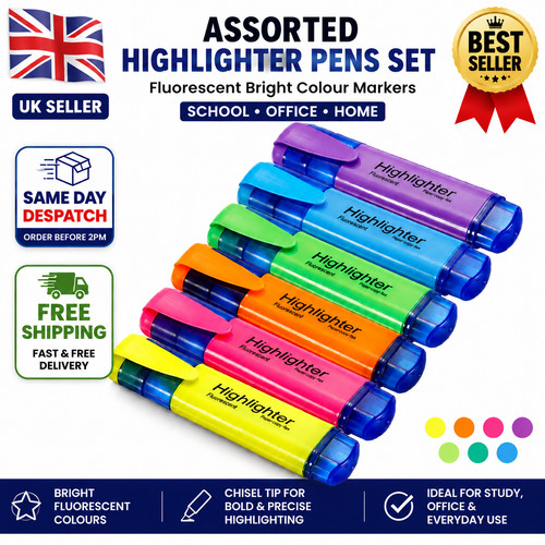 Assorted highlighter pens - highlighter,