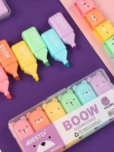 6pcs cute bear highlighter - cute,