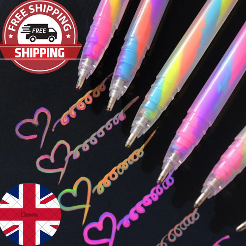 Glitter gel pens rainbow - 6x,