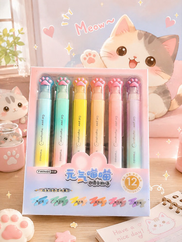 Cat paw pastel highlighter set - cat,