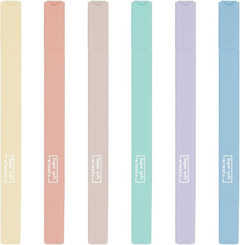 6pcs pastel highlighters - pastel,